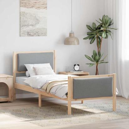 Cadru de pat cu headboard Gri deschis 75 x 190 cm țesătură GartenMobel Dekor