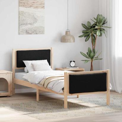 Cadru de pat cu headboard Negru 75 x 190 cm țesătură GartenMobel Dekor