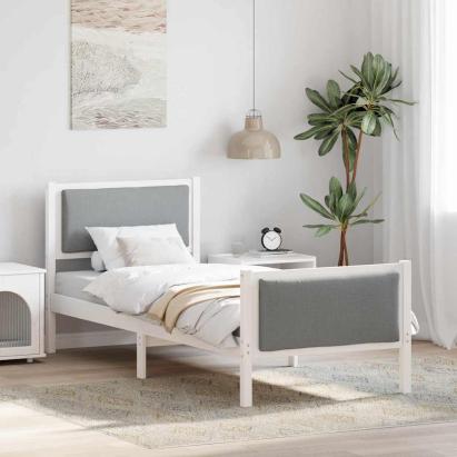 Cadru de pat cu headboard Gri deschis 75 x 190 cm țesătură GartenMobel Dekor
