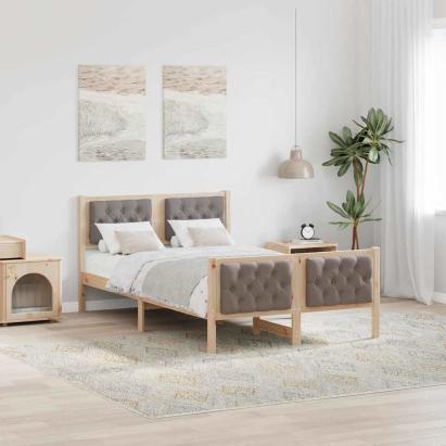 Cadru de pat Gri taupe 120 x 190 cm Lemn de pin masiv GartenMobel Dekor