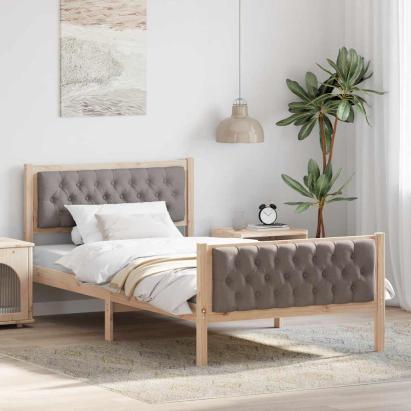Cadru de pat Gri taupe 100 x 200 cm Lemn de pin masiv GartenMobel Dekor