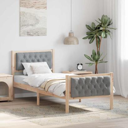 Cadru de pat cu headboard Gri deschis 80 x 200 cm țesătură GartenMobel Dekor