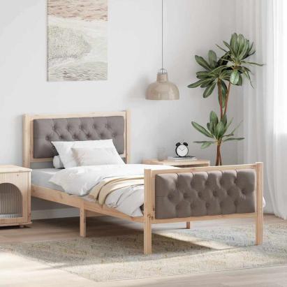Cadru de pat Gri taupe 90 x 190 cm Lemn de pin masiv GartenMobel Dekor