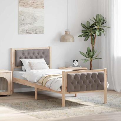 Cadru de pat Gri taupe 75 x 190 cm Lemn de pin masiv GartenMobel Dekor