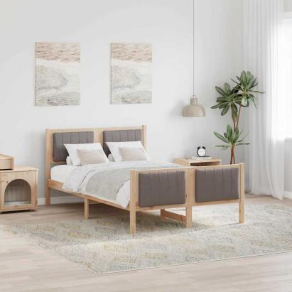 Cadru de pat Maroniu și taupe 120 x 200 cm Lemn masiv de pin GartenMobel Dekor