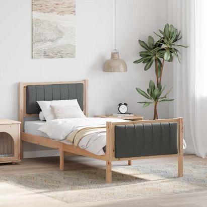 Cadru de pat maro și gri închis 80 x 200 cm Lemn masiv de pin GartenMobel Dekor