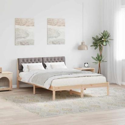 Cadru de pat Maroniu și taupe 140 x 190 cm Lemn masiv de pin GartenMobel Dekor