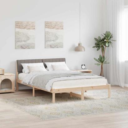 Cadru de pat Maroniu și taupe 135 x 190 cm Lemn masiv de pin GartenMobel Dekor