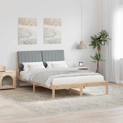 Cadru de pat cu headboard Maro 135 x 190 cm Lemn de pin masiv GartenMobel Dekor