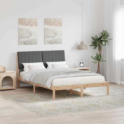 Cadru de pat cu headboard Maro 135 x 190 cm Lemn de pin masiv GartenMobel Dekor