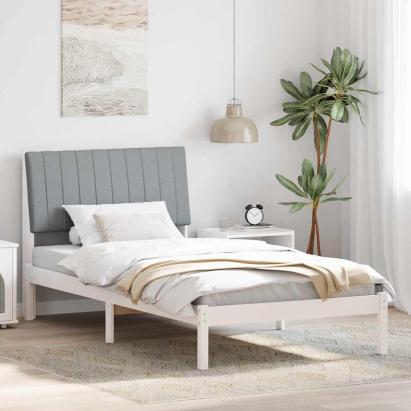 Cadru de pat cu headboard Alb 100 x 200 cm Lemn de pin masiv GartenMobel Dekor