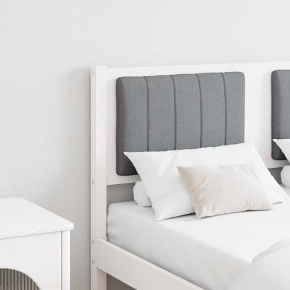 Tăblie tapițată cu headboard Alb 120 cm Lemn de pin masiv GartenMobel Dekor