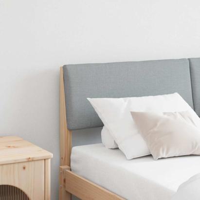 Tăblie tapițată Gri deschis 150 cm Lemn de pin masiv GartenMobel Dekor