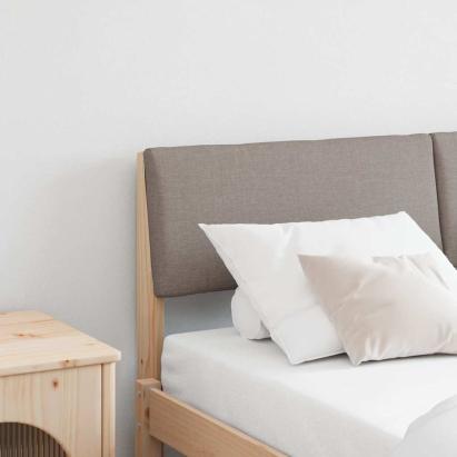 Tăblie tapițată Gri taupe 150 cm Lemn de pin masiv GartenMobel Dekor