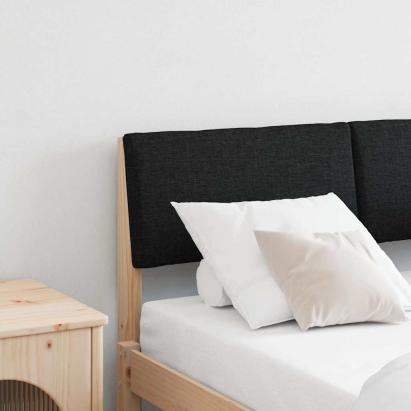 Tăblie tapițată Negru 120 cm Lemn de pin masiv GartenMobel Dekor