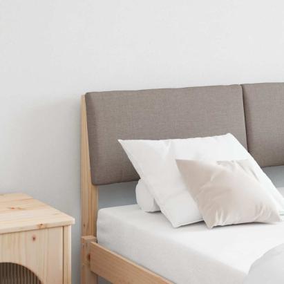 Tăblie tapițată Gri taupe 120 cm Lemn de pin masiv GartenMobel Dekor