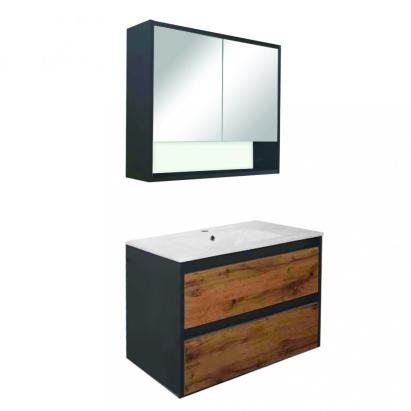 Leziter Mobilier complet de baie Porto 80 în culoarea stejarului rustic antracit Mobalis Homvera