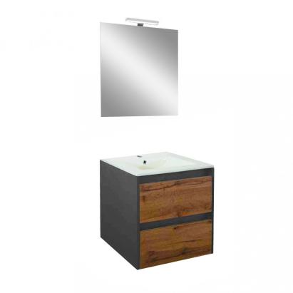 Leziter Mobilier complet de baie Porto Prime 60 în culoarea stejarului rustic antracit Mobalis Homvera
