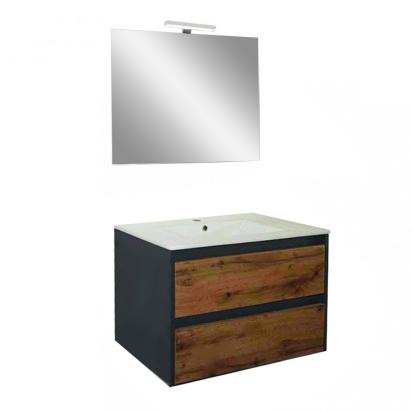Leziter Mobilier complet de baie Porto Prime 80 în culoarea stejarului rustic antracit Mobalis Homvera