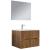 Leziter Mobilier de baie Trent 80 cm cu chiuvetă ceramică (2 sertare) și oglindă 60x80 cm stejar apus de soare Mobalis Homvera