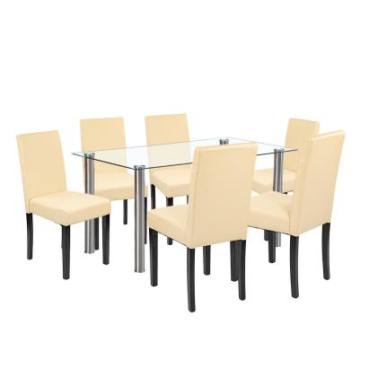 Leziter Set de masă Cadiz 6+1 alb-bej Mobalis Homvera