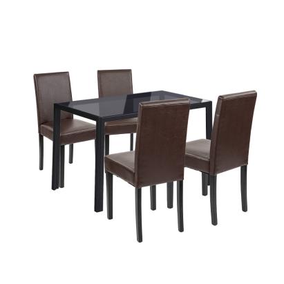 Leziter Set de masă Karen 4+1 negru-maro Mobalis Homvera