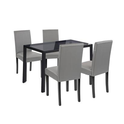 Leziter Set de masă Karen 4+1 negru-gri Mobalis Homvera