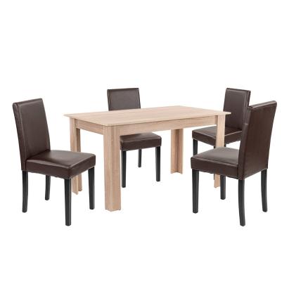 Leziter Set de masă Leon 4+1, stejar Sonoma-maro Mobalis Homvera