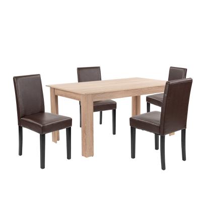 Leziter Set de masă Leon 4+1, stejar Sonoma-maro Mobalis Homvera