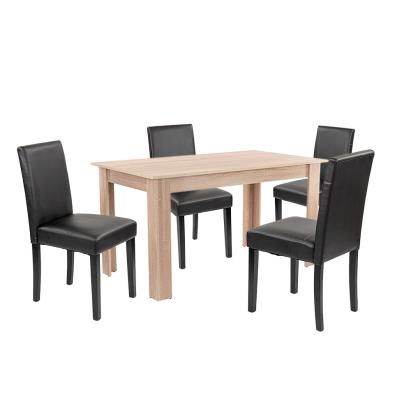 Leziter Set de masă Leon 4+1, stejar Sonoma-negru Mobalis Homvera