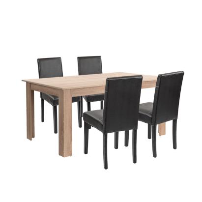 Leziter Set de masă Leon 4+1, stejar Sonoma-negru Mobalis Homvera