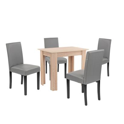 Leziter Set de masă Leon 4+1, gri stejar Sonoma Mobalis Homvera
