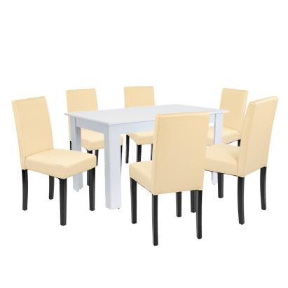 Leziter Set de masă Leon 6+1 alb-bej Mobalis Homvera