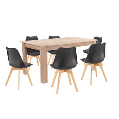 Leziter Set de masă Lola 6+1 negru-stejar Sonoma Mobalis Homvera