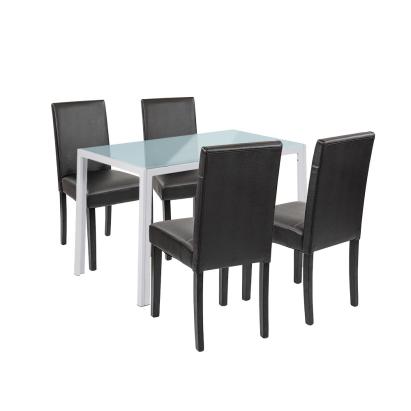 Leziter Set de masă Mira 4+1 alb-negru Mobalis Homvera