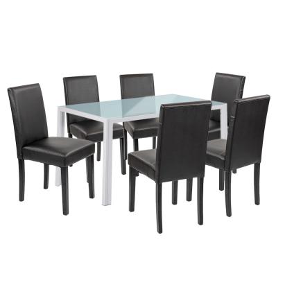 Leziter Set de masă Mira 6+1 alb-negru Mobalis Homvera