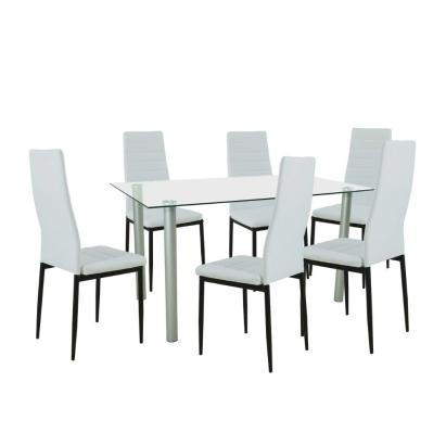 Leziter Set de masă Verna 6+1 alb-negru Mobalis Homvera