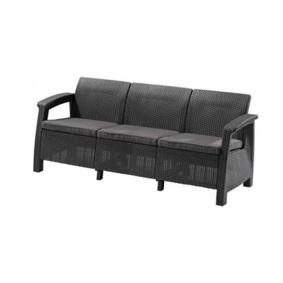 Curver Canapea Corfu love seat max, culoare grafit, cu pernă gri deschis Mobalis Homvera