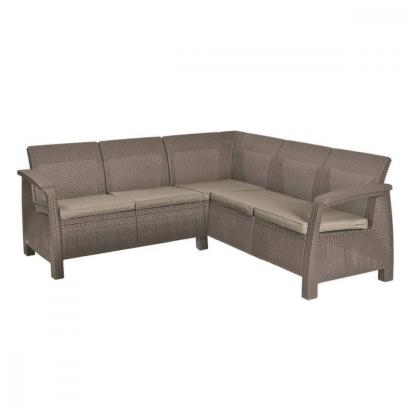 Curver Set de colț de grădină Corfu relax din ratan artificial cappuccino Mobalis Homvera