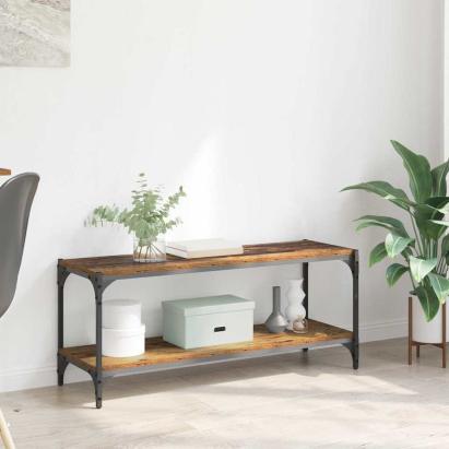 Cabinet TV Lemn Vechi 100x33x41cm Lemn Ingineresc și Fier GartenMobel Dekor