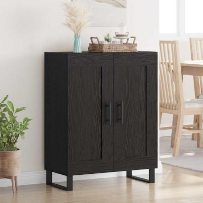 Bufet Stejar Negru 69,5 x 34 x 90 cm Lemn Ingineresc și Fier GartenMobel Dekor