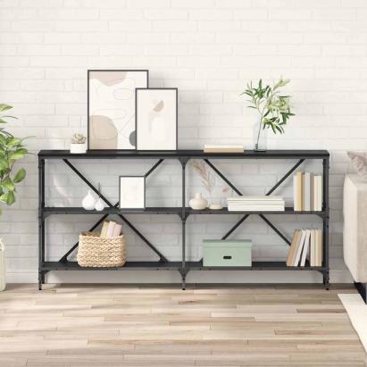 Masă de consolă cu raft Stejar Negru 160 x 30 x 75 cm GartenMobel Dekor