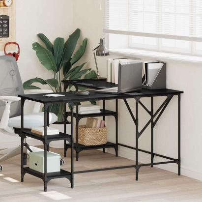 Birou Stejar Negru 139 x 139 x 75 cm Lemn compozit GartenMobel Dekor