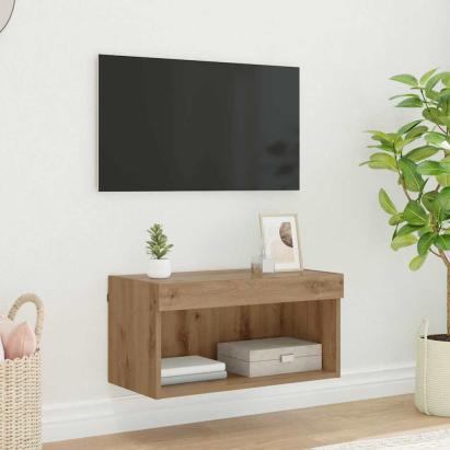 Cabinet TV Stejar Artizanal 60 x 30 x 30 cm Lemn compozit GartenMobel Dekor