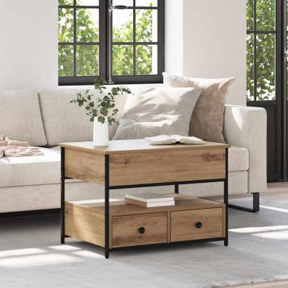 Masă de cafea stejar artizanal 70x50x50cm Lemn compozit GartenMobel Dekor