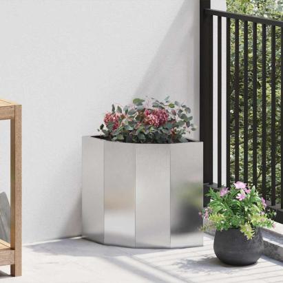 Ghiveci de colț Argintiu 30 x 30 x 35 cm Oțel inoxidabil GartenMobel Dekor