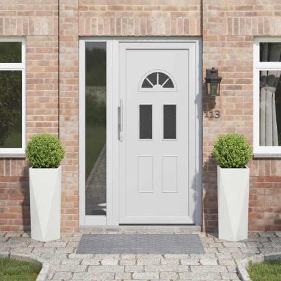 Jardinieră 2 pcs Alb 30 x 30 x 75 cm Oțel GartenMobel Dekor