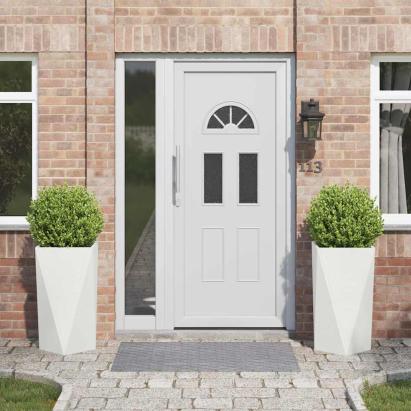 Jardinieră 2 pcs Alb 40 x 40 x 75 cm Oțel GartenMobel Dekor