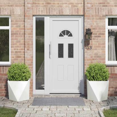 Jardinieră 2 pcs Alb 50 x 50 x 50 cm Oțel GartenMobel Dekor