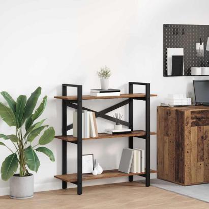 Raft pentru cărți Lemn Vechi 100 x 33,5 x 102 cm Lemn compozit GartenMobel Dekor